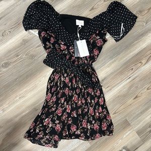 Foxiedox Women's Anaise Multi Floral Pleated Mini Dress Size S NWT